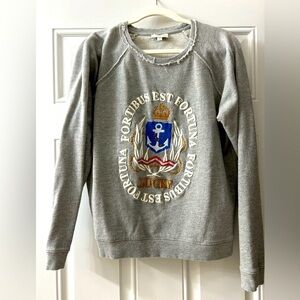 🍀Lucky Brand grey cozy crew sweatshirt with crest